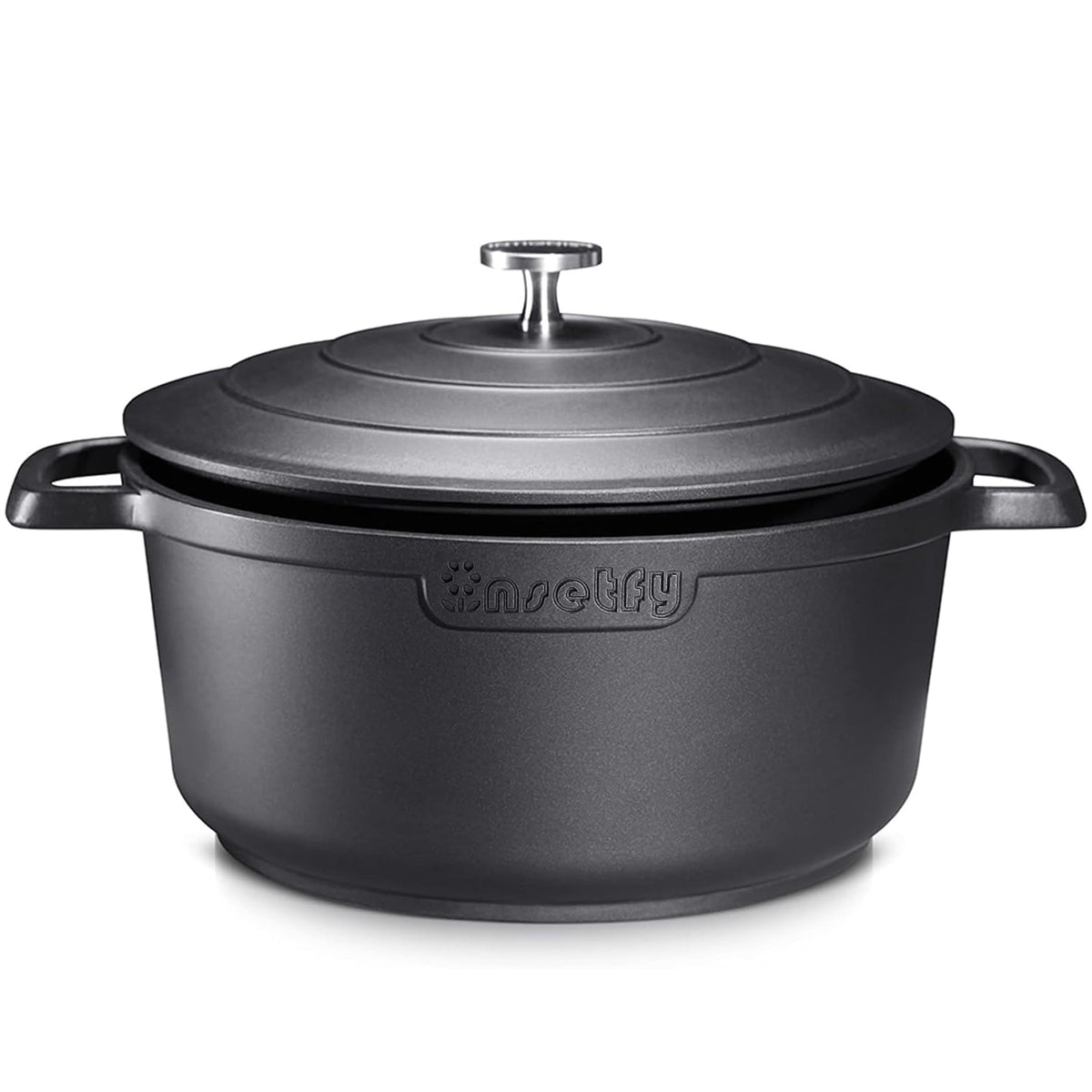 INSETFY Large Dutch Oven Pot with Lid-7.5QT Cast Aluminum Oven Pot with Two Handles Lightweight for Bread Baking Braising and Roasting(Green)