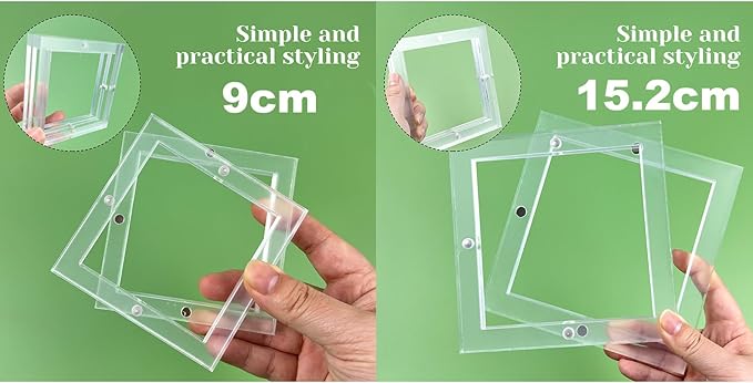 2 Packs Acrylic Cookie Stencils Partner, 3.54" & 6" Magnetic Cookie Stencil Frame Templates Holder for Royal Icing Fondant Airbrushing, Magnetic Template Frame for Cooking Decorating Baking Tool