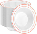 BESTSTAR 100 Pack Disposable Soup Bowls with Rose Gold Rim