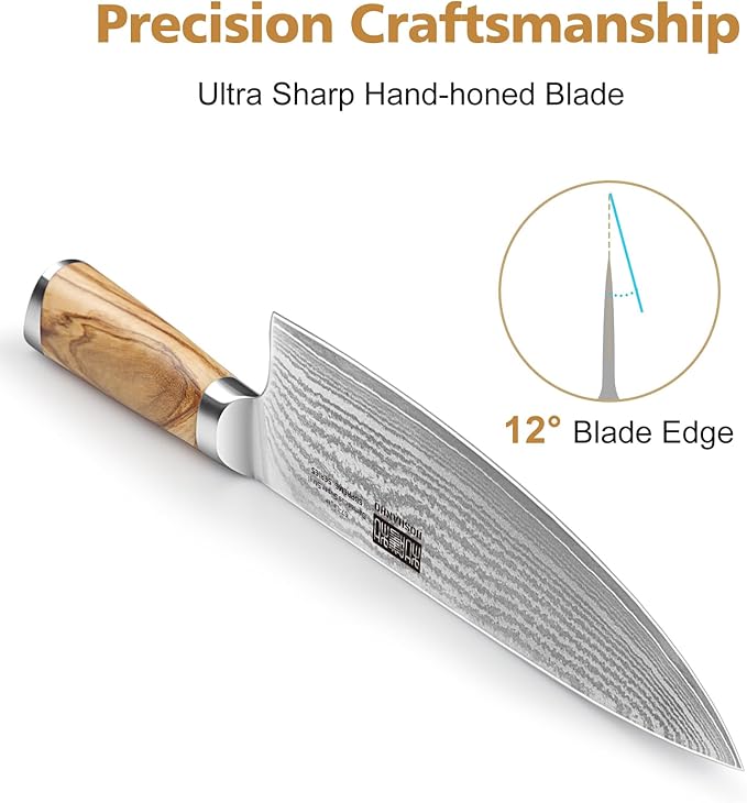 HOSHANHO Damascus Knife Block Set 7PCS, Sharp Kitchen Knives with Sharpener