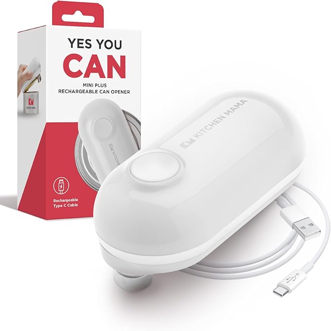 Kitchen Mama Mini Plus Rechargeable Electric Can Opener, White