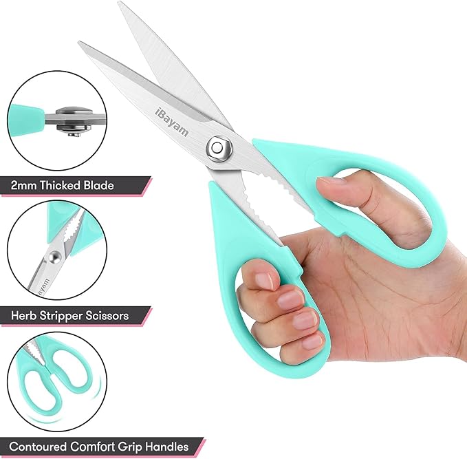 iBayam Cute Kitchen Scissors All Purpose Heavy Duty Meat Poultry Shears