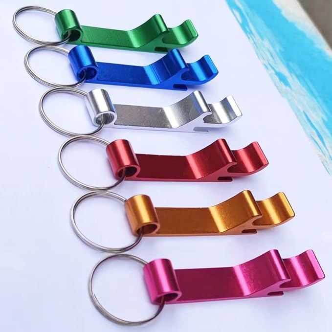 MTOMDY 36 Pieces Colored Aluminum Bottle Opener,Soda Beverage Beer Bottle Opener Keychain,Bottle Openers Aluminum Beer Bottle Opener Claw Beverage Keychain Ring for Kitchen/Wedding/Bar/Party
