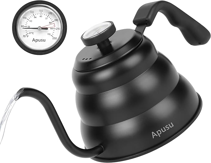 Pour Over Tea Kettle for Manual Drip Coffee,Tea,with Thermometer,Black,28oz