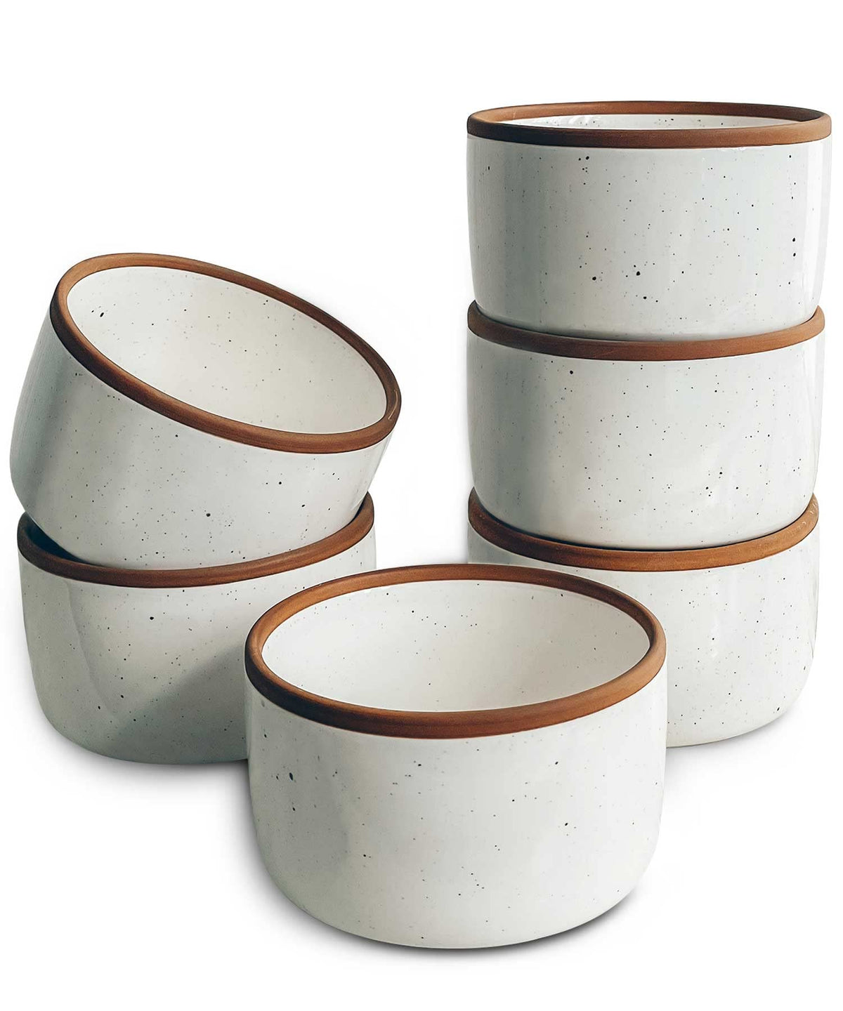 Mora 6oz Ceramic Ramekins, Set of 6 - Oven Safe Baking Dishes for Pudding, Creme Brulee, Souffle, Dip, Custard, Ice Cream