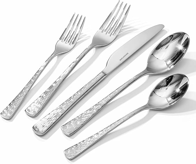 Silverware Set with Serving Utensils, 65 Piece Flatware Set, 18/10 Steel