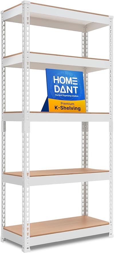 HOMEDANT White 28" W 5 Tier Storage Shelves Garage Shelving Unit Metal