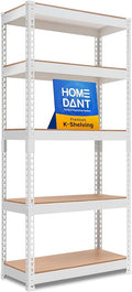 HOMEDANT White 28" W 5 Tier Storage Shelves Garage Shelving Unit Metal