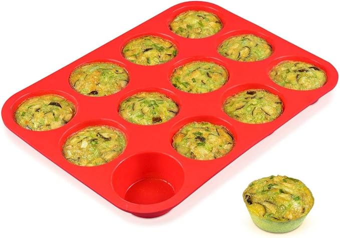 12 Cups Silicone Muffin Pans for Baking Cupcake Pan Nonstick Silicone Molds