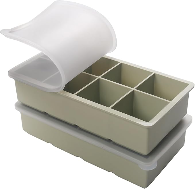 1/2 Cup Silicone Freezer Tray With Lid - Silicone Freezer Molds 2-Pack For meal prep & freezing of various sauces and other dishes, makes 16 perfect 1/2 cup portions cube（Green 2 Pack）