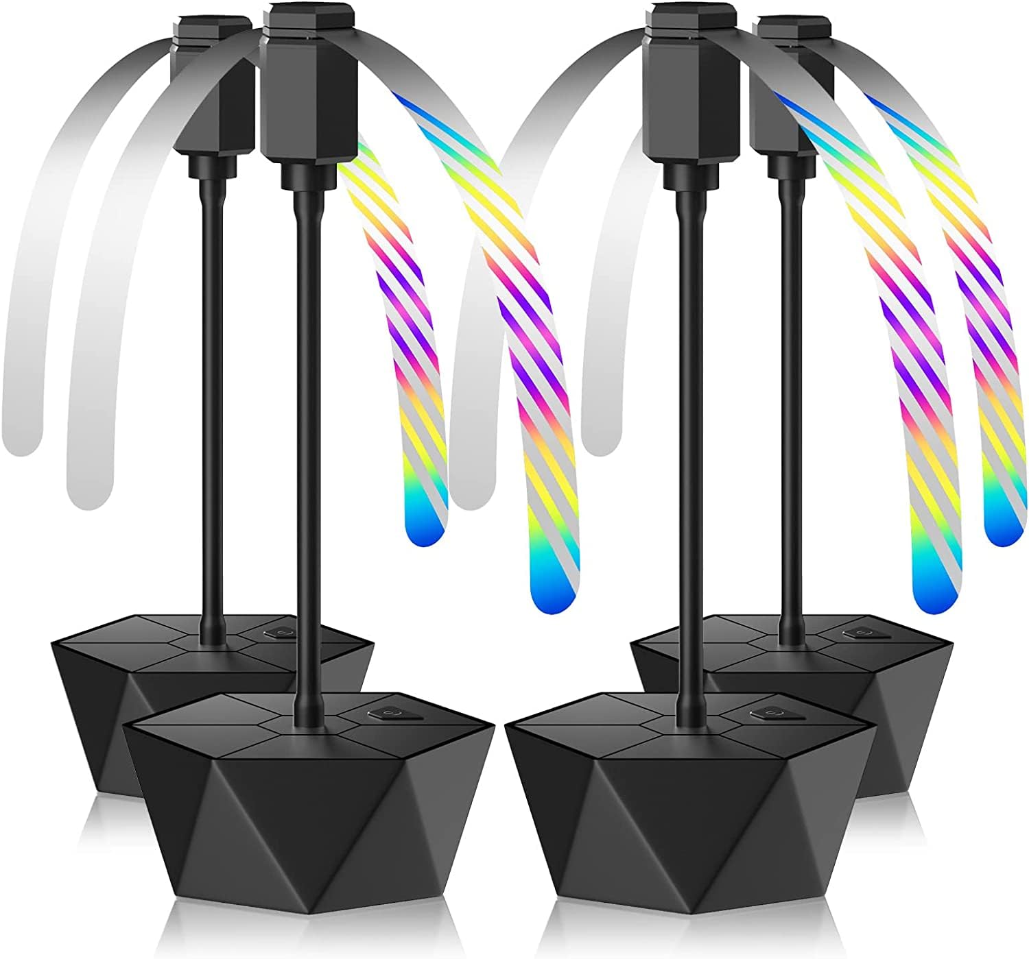 Portable Battery Powered Fly Fans for Tables Up to 15 Hours Working Time, 4-Pack Indoor Outdoor Food Fan with Flexible Goose-Neck Blades for Home Restaurant Party Picnic Patio BBQ, Jet Black