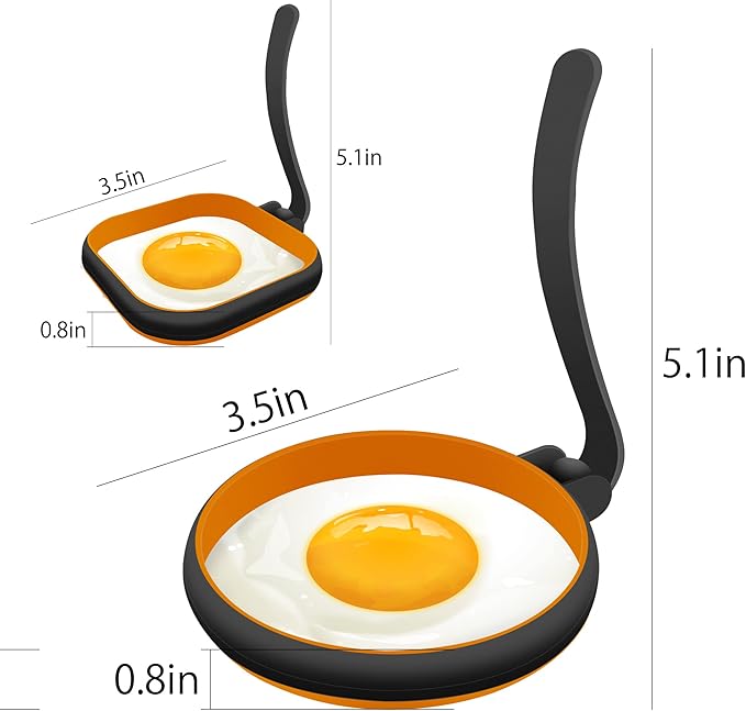 Silicone Egg Rings For Egg Mcmuffins Maker, Silicon Egg Shaper Egg Form for Pancake Patties & English Muffin, Foldable Round Crumpet Ring Mold, Non Stick Eggs Circles
