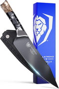 DALSTRONG Chef Knife - 8 inch - Valhalla Series - Ravenstone Black Blade Titanium Coated - Premium 9CR18MOV HC Steel - Resin & Wood Handle - Razor Sharp - Kitchen Cooking Chef's Knife - Leather Sheath