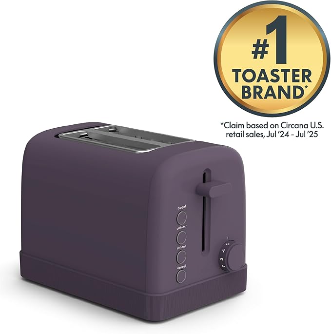 bella 2-Slice Toaster with Extra Wide Slots and 6-Shade Control, Plum