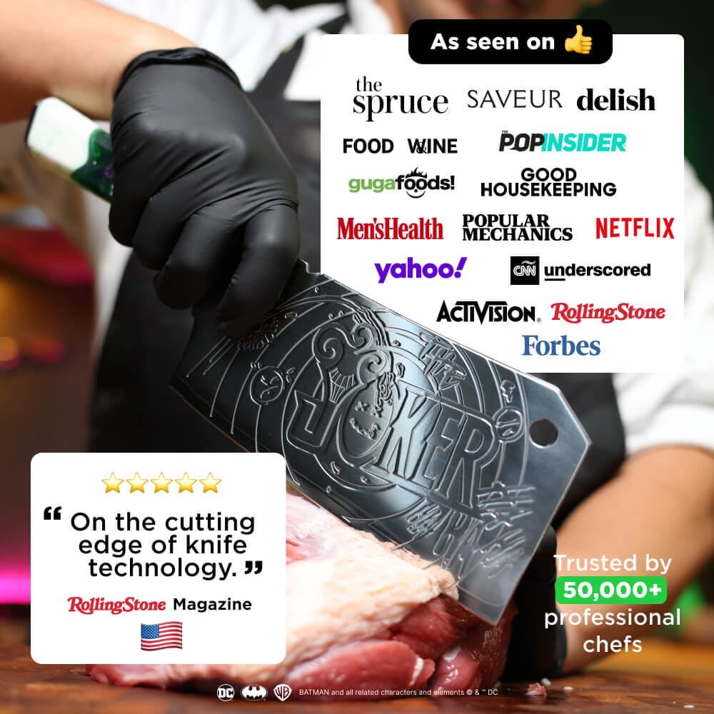Dalstrong Professional Cleaver Knife - 7 inch - THE JOKER™ Edition Official License - 5 Layer 9CR18MOV Stainless Steel - Resin Handle - Chef's Cooking Blade - Collection Item - Knife Sheath