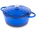 Nuovva Enamelled Cast Iron Dutch Oven Pot with Lid-6.4 Quart Non Stick Casserole Pot-Heavy Duty & Oven Safe up to 500° F for Bread Baking, Braising, Stews, Roasting - 28cm Dark Blue