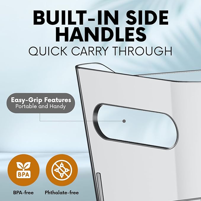 ShelfShaper Clear Plastic Storage Bins with Labels and Marker, Perfect for Kitchen Organization or Pantry Organization and Storage, Medium Fridge Organizer and Cabinet Organizers Storage Bins