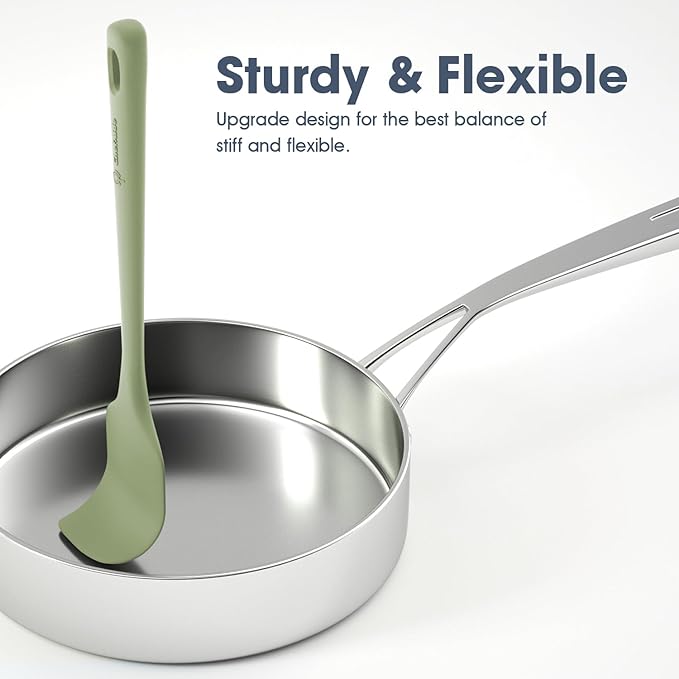 ChefAide 3 Pieces Silicone Spatula Set, Food Grade Rubber Spatula, Upgrade Strong Handle with Ergonomic Grip, Heat Resistant for Nonstick Cookware, Cooking