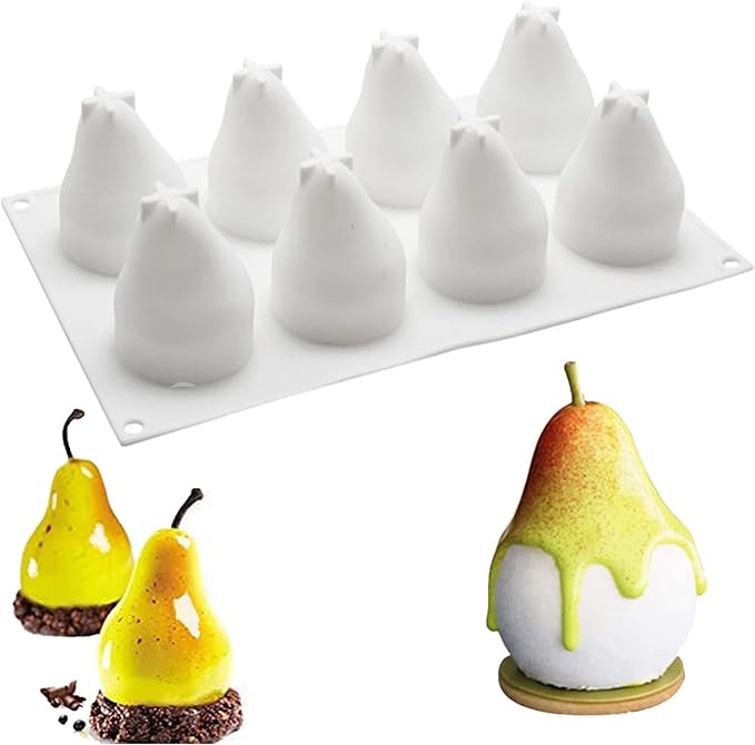 OCPO Kitchen Pear Silicone Mold for Baking Mousse Cake, 8 Cavities