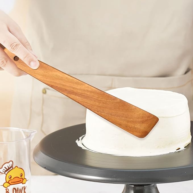 Non Toxic Wood Spatula for Cooking Spoon Teak Wooden Utensil Set Spurtle