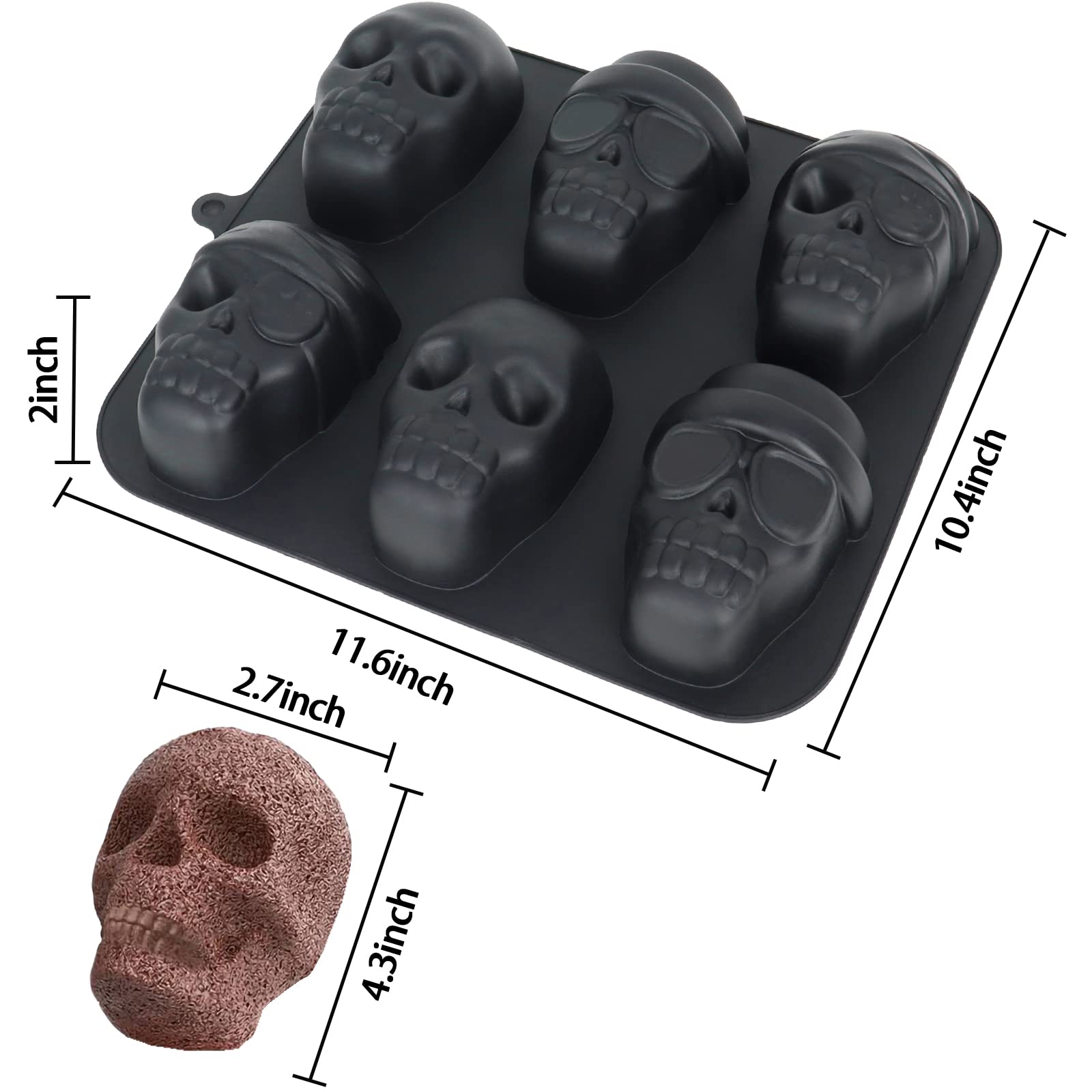 Halloween Baking Skull Cake Pan Molds, Silicone Pirate Cakelet Tin