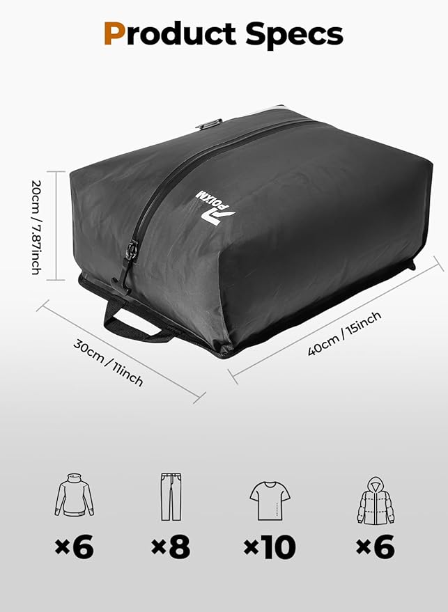POIXM Vacuum Bags for Travel with Pump, Reusable Space Saver Bag, IP67 Waterproof Vacuum Packing Cubes for Travel Suitcases and Backpack (3PC + PUMP)