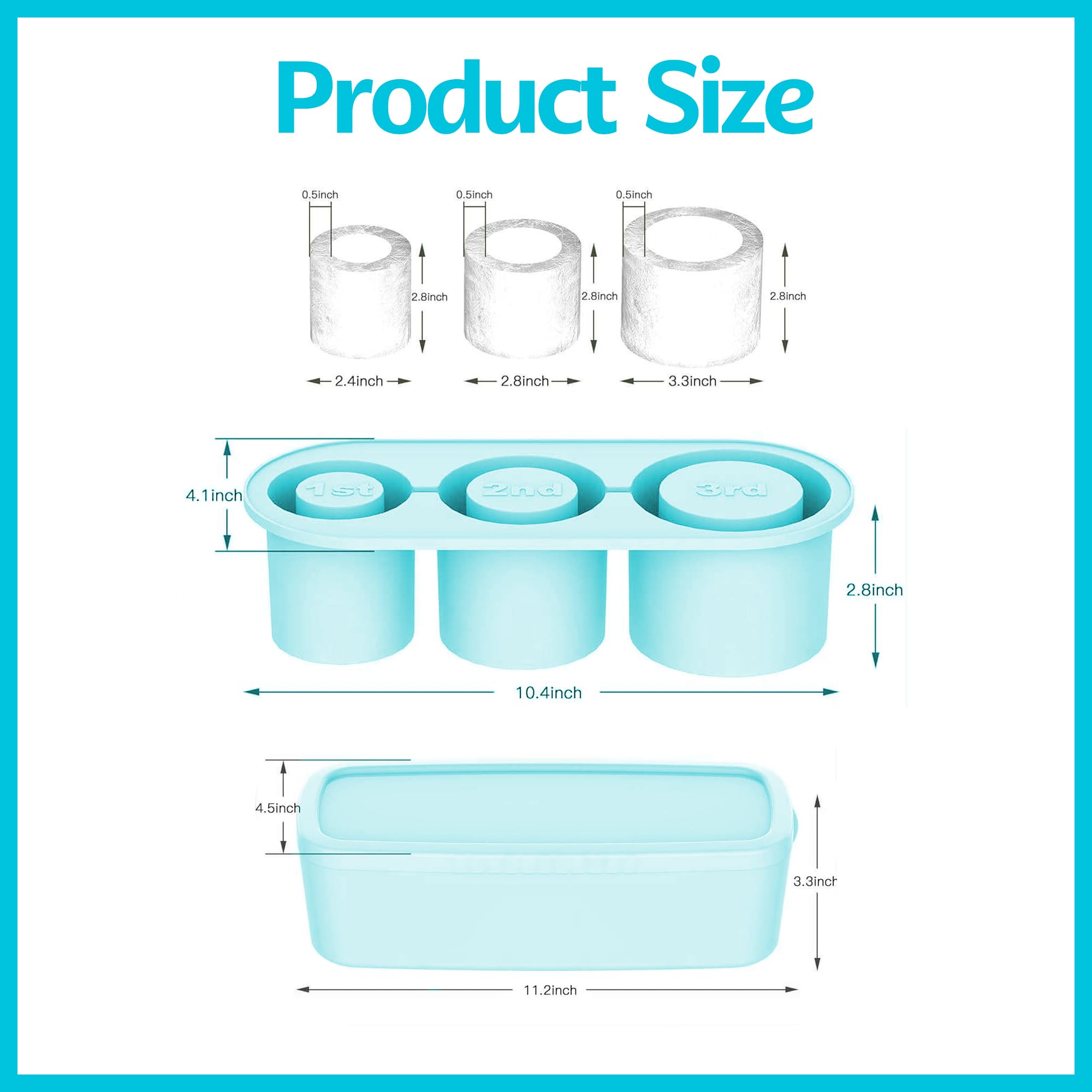 Ice Mold Tray – Round Ice Cube Mold for 40oz Tumbler, Stanley & Hydrojug – Silicone Ice Tray with Storage Bin – Perfect for Cold Drinks & Travel (Yellow)