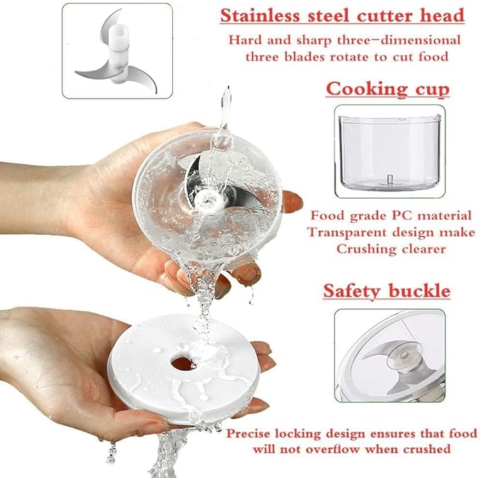 250ML Electric Garlic Chopper, 1 CUPS Mini Portable Veggie Choppers, Garlic Grinder Masher Onion Chopper, Blender to Vegetable, Wireless Food Processor for Ginger, Chili, Fruit, Meat, etc