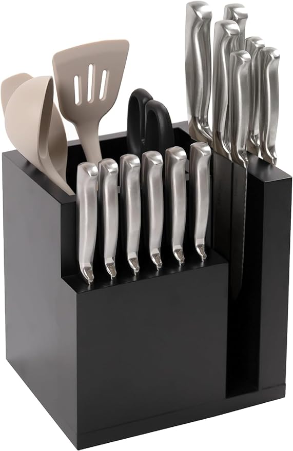 KitchenEdge Magnetic Knife Block & Utensil Holder, Black