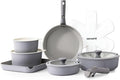 SENSARTE 17 Piece Ceramic Detachable Handle Pots and Pans Set Gray