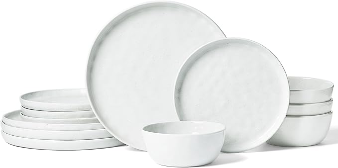 Famiware Mars Stoneware Dinnerware Set for 4, White