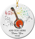 Personalized Banjo Musical Ceramic Ornament Gift for Banjo Player Daughter Son Dad Mom Friends, Customized Text Year Name Banjoist Christmas Ornament 2026, Unique Banjos Instrument Ceramic Ornaments