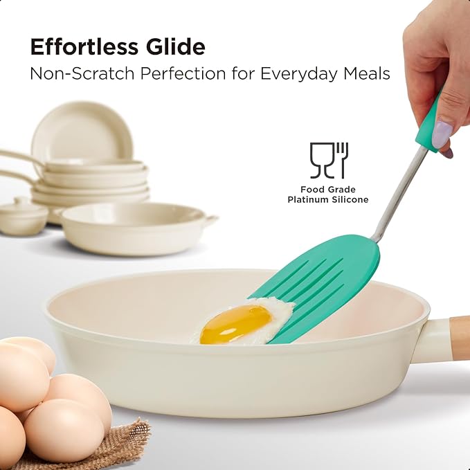 Kitchen Mama WaltzGrip Platinum Silicone Pancake Spatula Turner, Teal