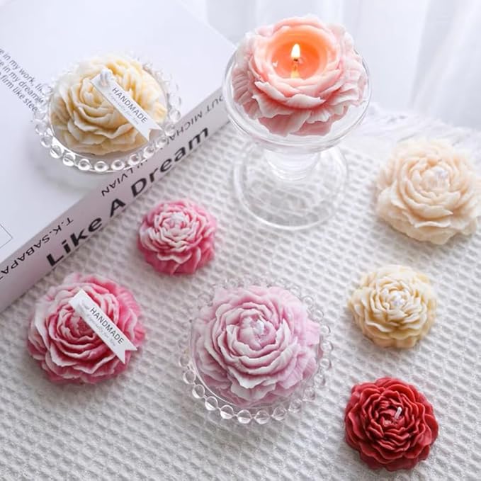 MGLIFEUL 9PCS 3D Flower Candle Making Molds Moldes de Silicona para Velas