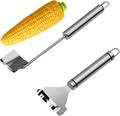 2 Pack Stainless Steel Corn Peeler & Corn Stripper Tool Set – Corn on the Cob Stripper Tool, Corn Cob Stripper Tool for Raw & Cooked Corn, Ergonomic Handle, Easy to Clean