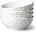 HOMBENE Ceramic Serving Bowls, 6.3 Inch, Set of 4, White, Porcelain, Modern, Oven & Microwave Safe, 25.7 oz Capacity