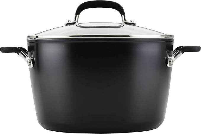 KitchenAid Hard Anodized Nonstick Cookware Stockpot with Lid, 8-Quart, Onyx Black