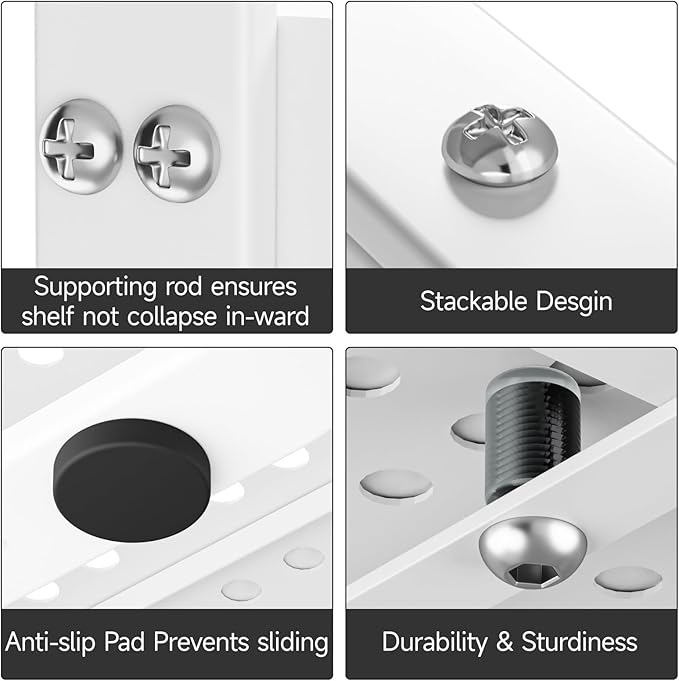 jkxoo 2Pcs Expandable Cabinet Shelf Organizers, 16.5"~27''L, White
