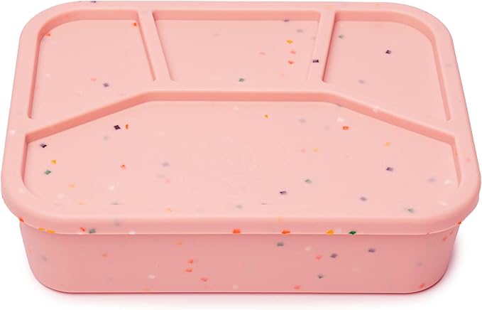 Leak Proof Square Bento Box Food-Grade Silicone Bento, BPA, Phthalate, Lead, & PVC Free - Bento Lunch Box for Daycare, Kids, & Adults - Leak Resistant Sets With Lids Snack Box Container (Pink)