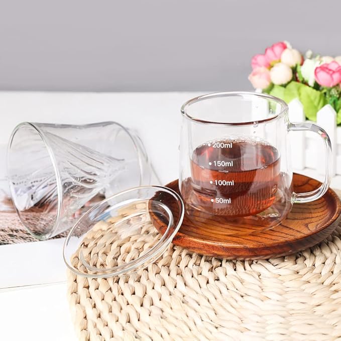 FISHNU TaiLake Coffee Self Brewing Cup - Perfect for Single Serve Coffee - Experience the Art of One Cup Pour Over Coffee Maker(Vortex Filter Set)