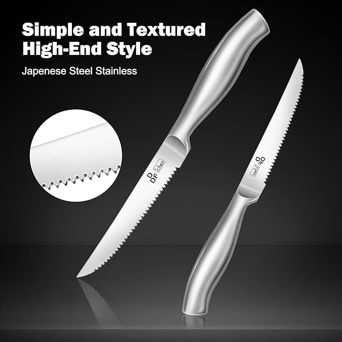 Steak Knives Set of 6, 4.5-Inch Serrated Steak Knives, Dishwasher Safe