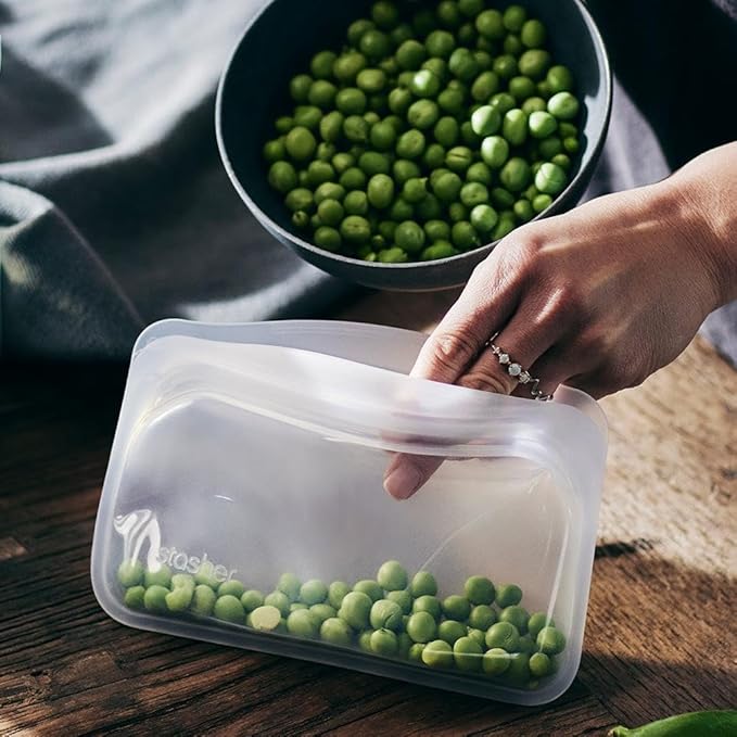Stasher Premium Reusable Silicone Food Storage Bags, 4-Pack, Clear