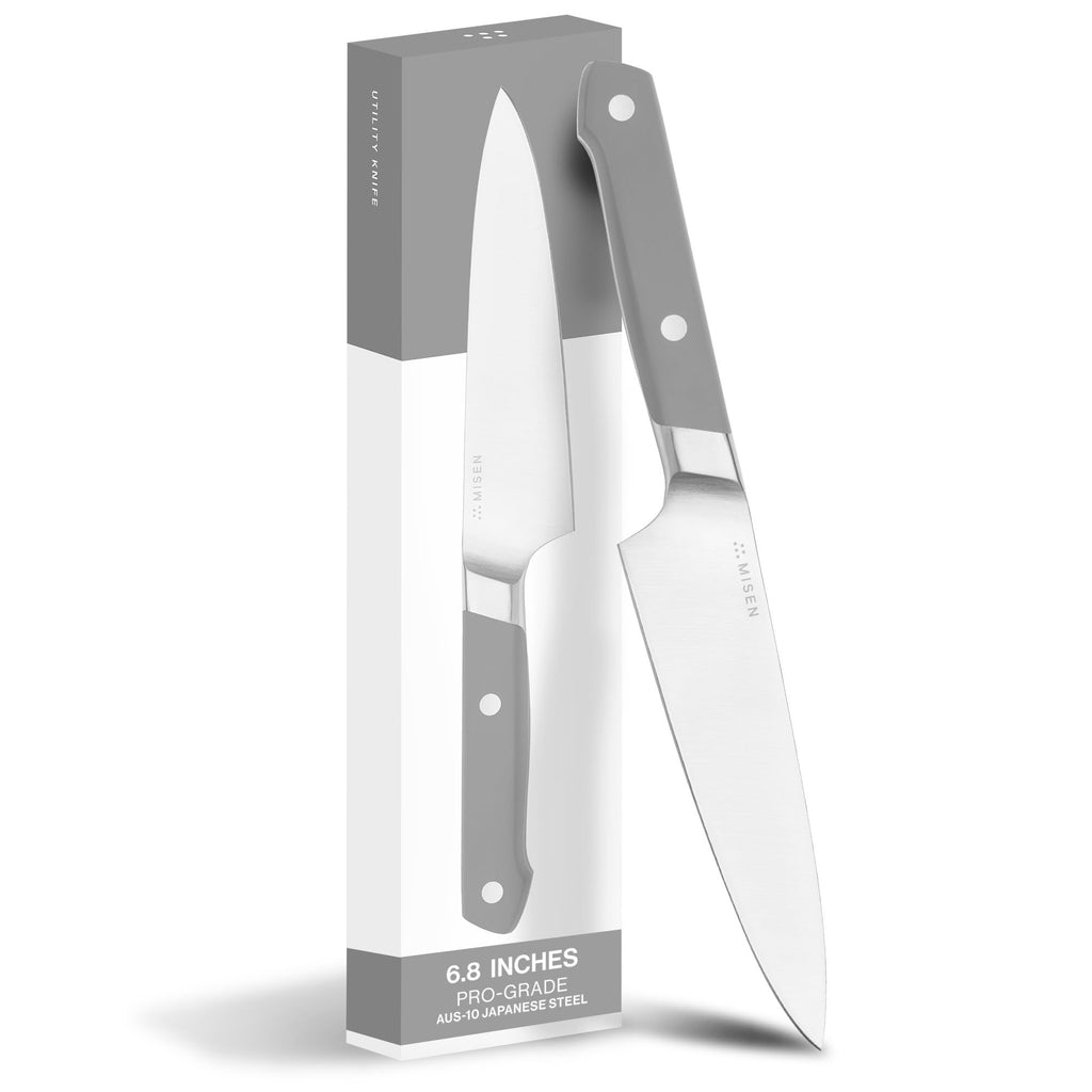 Misen 6.8" Chef Knife – High Carbon Japanese AUS-10 Stainless Steel – Hybrid German & Japanese Blade – Precision Kitchen Knife for Professionals & Home Cooks – Ultimate Cutting Performance - Gray