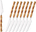 Uniturcky Dinner Knife Set with Bamboo Handle, 8-Piece Stainless Steel Shiny Silver Dinner Knives, Creative Design Table Knives for Home Restaurant, 8.74 inch, Handcrafted