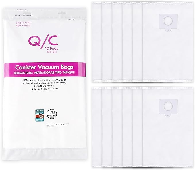 LOSKLENO 12 Pack 53292 Type QC Canister Vacuum Bags Compatible with Kenmore