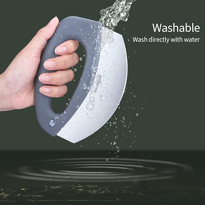 Suanyok Pizza Cutter Stainless Steel Rocker Blade with Cover(Gray)