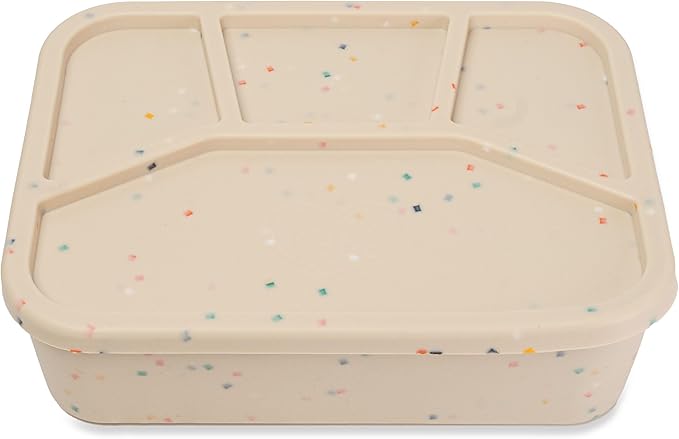 Leak Proof Square Bento Box Food-Grade Silicone Bento, BPA, Phthalate, Lead, & PVC Free - Bento Lunch Box for Daycare, Kids, & Adults - Leak Resistant Sets With Lids Snack Box Container (Beige)