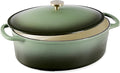Best Choice Products Oval 7.5 Quart Enamel Cast-Iron Dutch Oven, Heavy-Duty Pre-Seasoned for Baking, Cooking w/Side Handles – Vanilla Buttercream