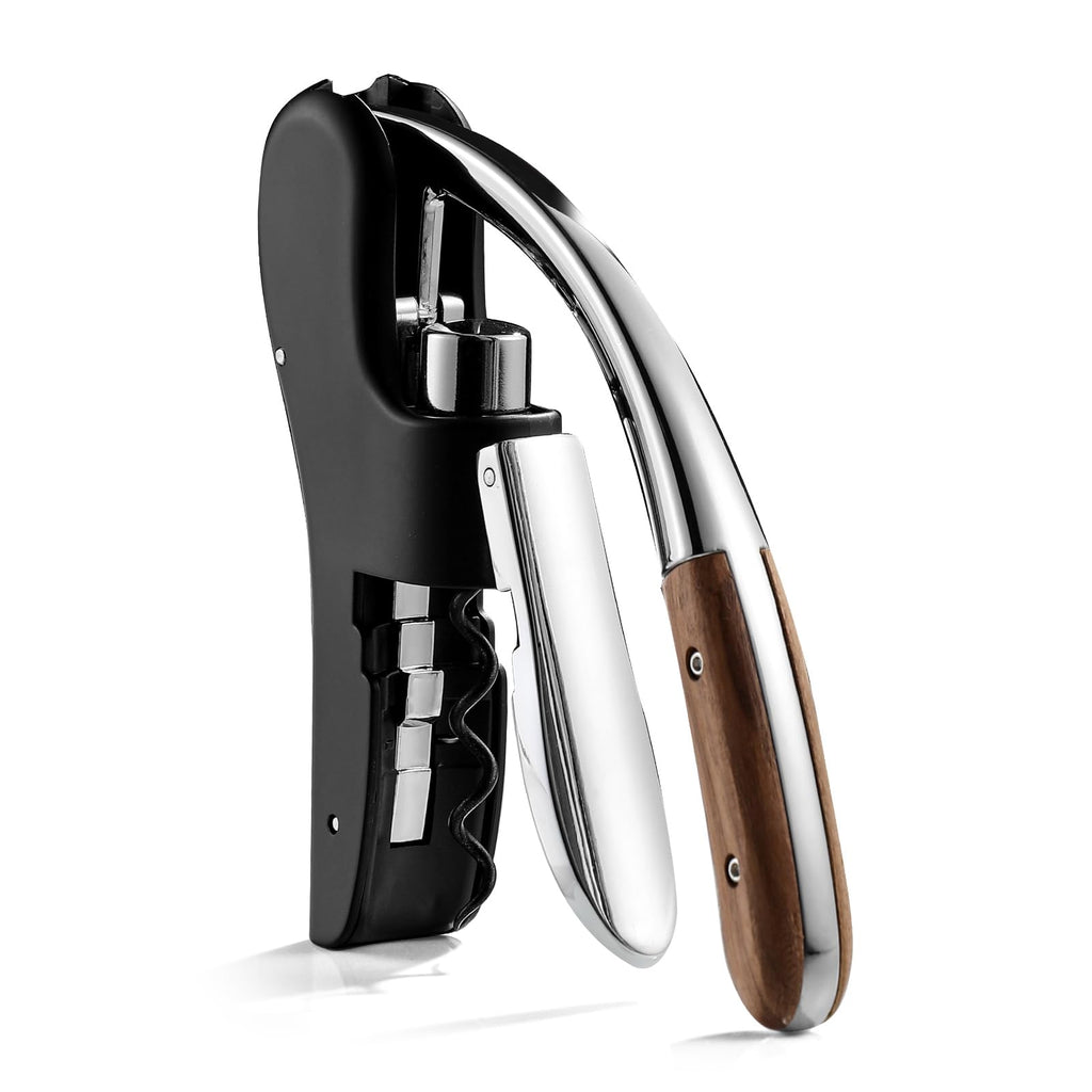 Wine Bottle Opener, Vertical Lever Corkscrew with Built in Foil Cutter Design, Manual Handheld Corkscrew with Ergonomic Lever Pump