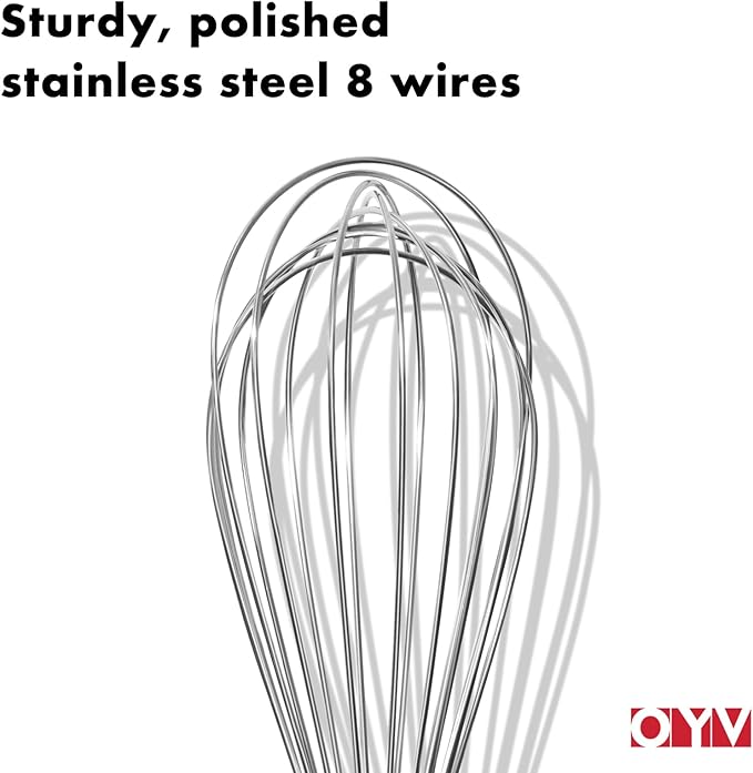 OYV 18/10 Stainless Steel Whisk, 12-Inch Metal Whisk, Ergonomic Handle
